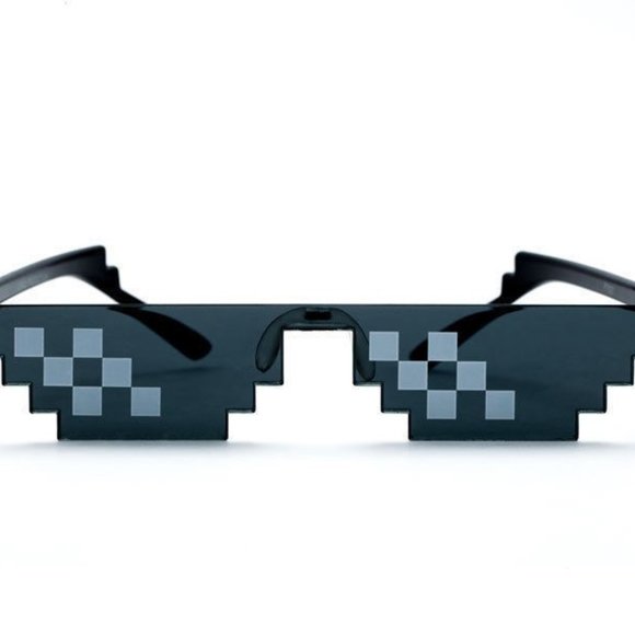 Black 8 Bit Pixel Video Game Sunglasses, Unisex Meme Pixelated Eyewear - Picture 3 of 8